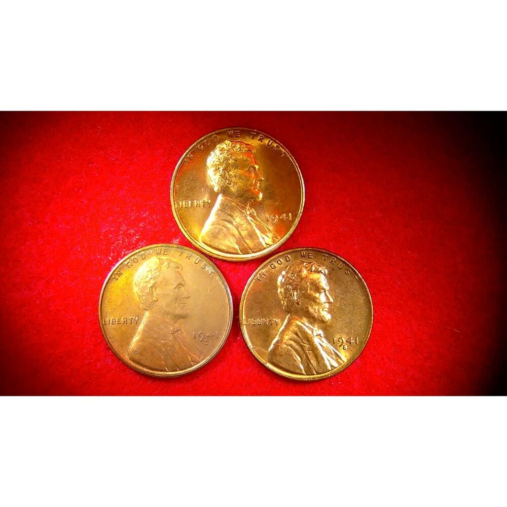 1941 Lincoln Wheat Cents (P, D, and S) BU Quality Lot 268